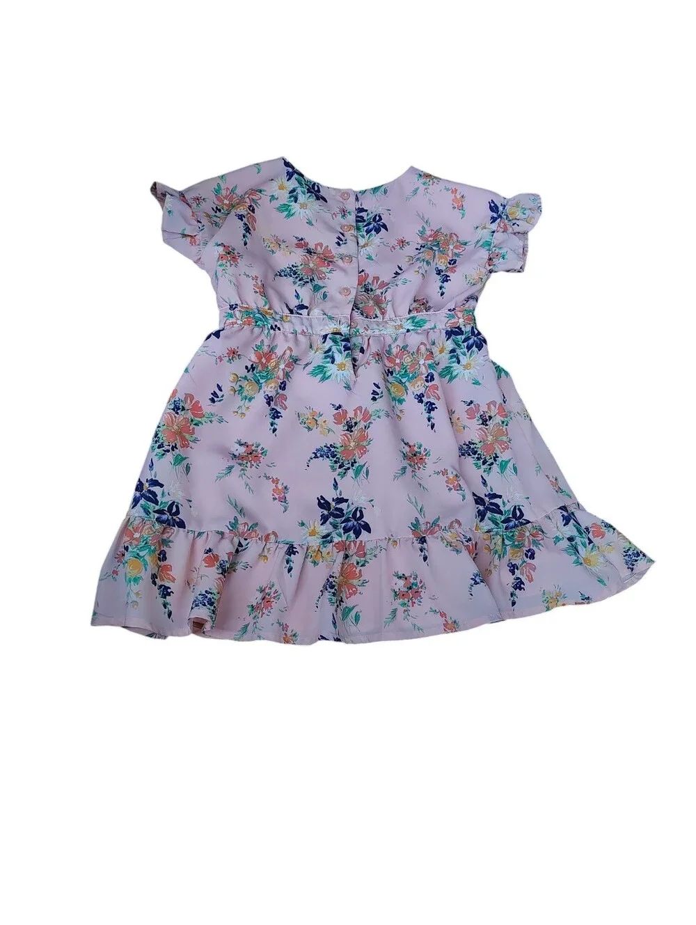 Janie and Jack Pink Floral Bow-Waist Ruffle Dress